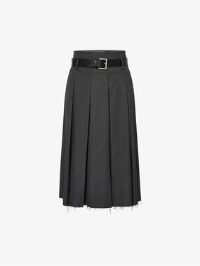 Mo&Co RAW HEM PLEATED SKIRT